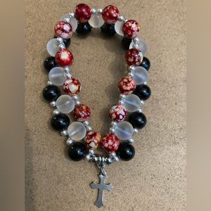 3-Strand Black and Red Bracelet